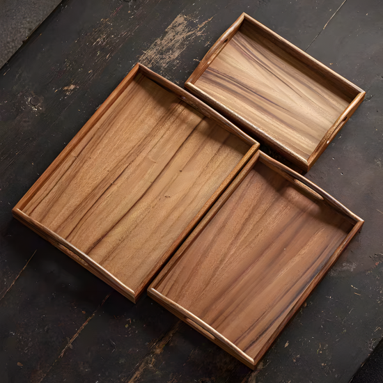 Wooden Tray Set 3 Pcs